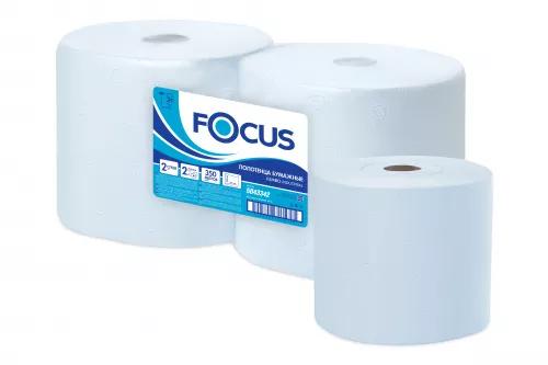 5043342 Протирочные салфетки Focus Jumbo белые двухслойные, 2 рулона по 350 метров