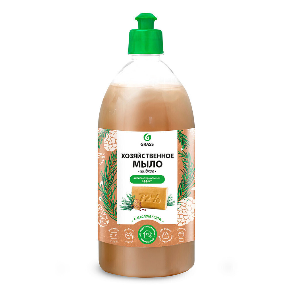 125549 Мыло жидкое хозяйственное с маслом кедра Grass, 1 л