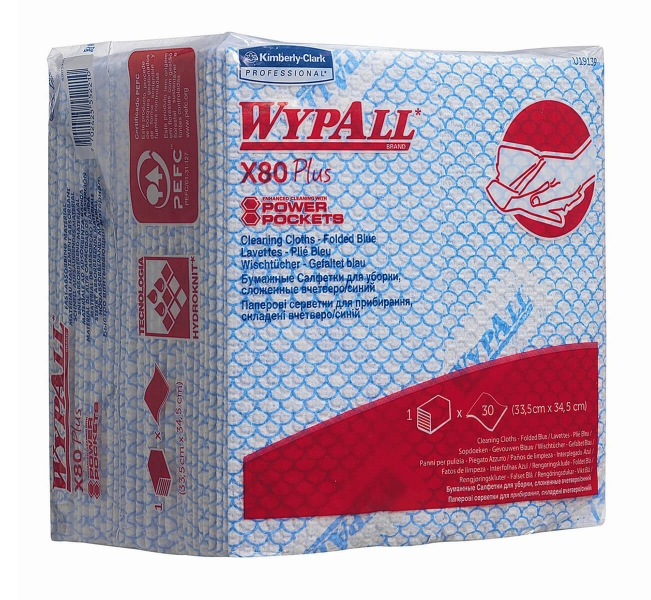 19139 Протирочный материал WypAll X80 Plus синий однослойный, 30 листов