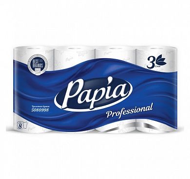 508.0998 Туалетная бумага PAPIA 3 сл белая 